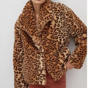 Anthropologie Leopard Faux Fur Jacket